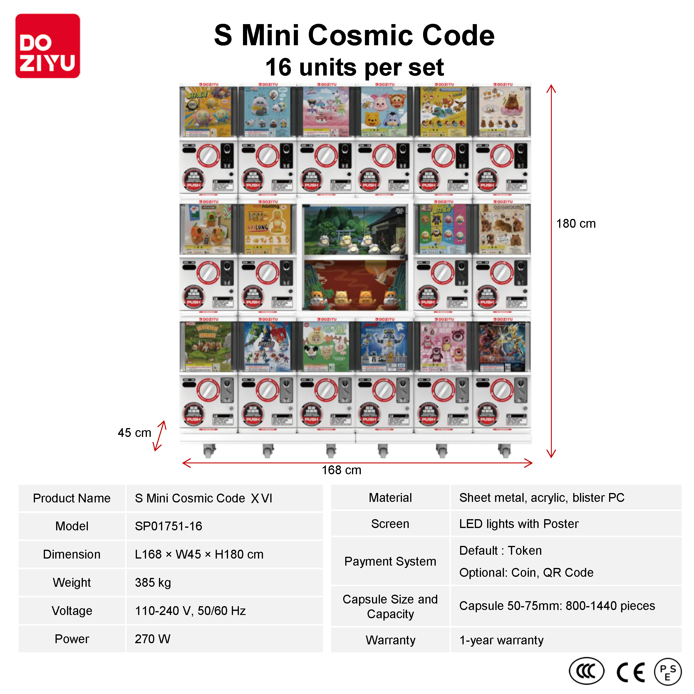 DOZIYU S Mini Cosmic Code XVI Gashapon Machine – Compact 16-Unit
